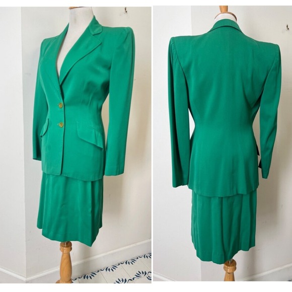 Jackets & Blazers - Emerald green wool blazer pencil skirt suit by Tailorbrooke in Botany Stand shop